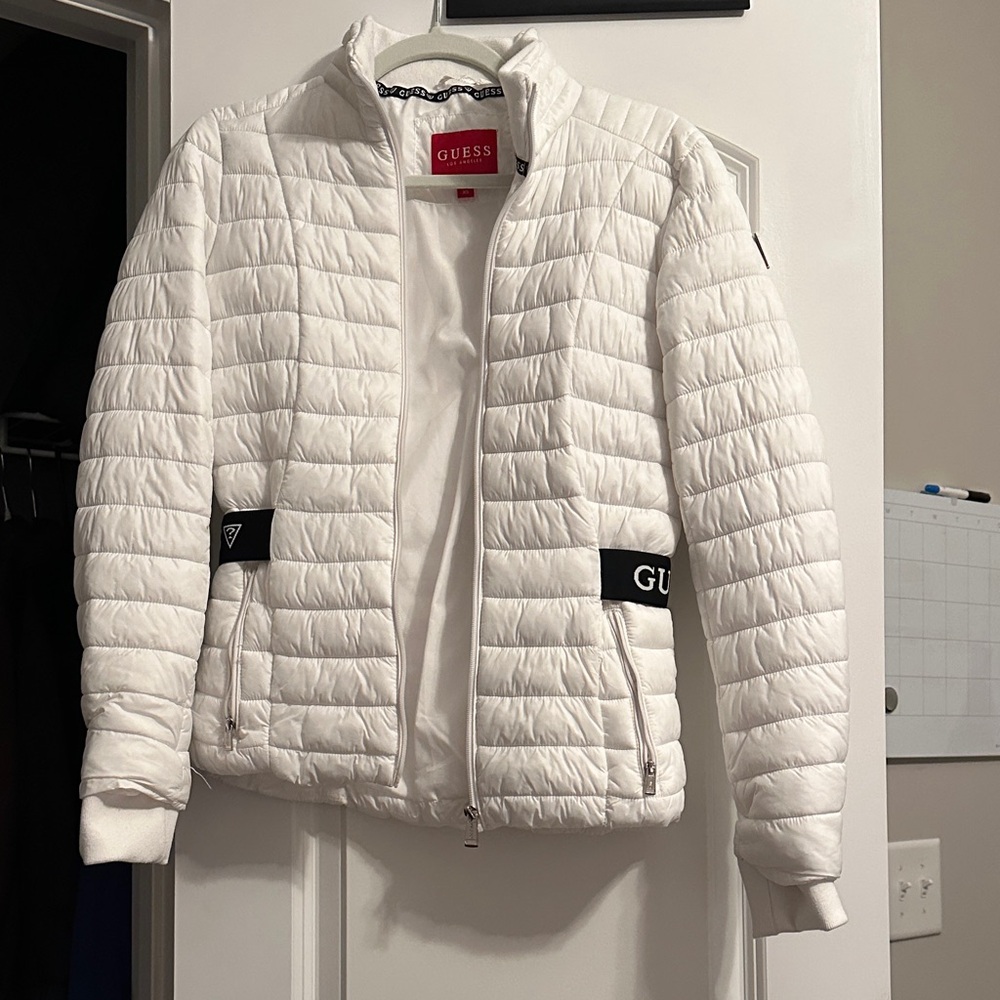 GUESS Women's White Puffer Jacket